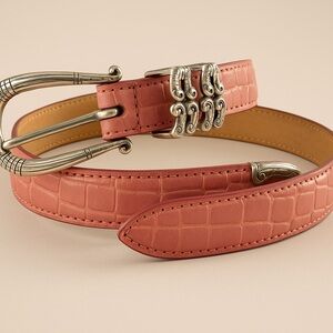 Brighton Genuine  Leather pink/silver  Reptile Print Belt Size M/L 32” B10430